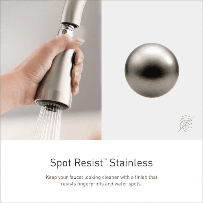 Georgene Spot Resist Stainless Single Handle Touchless Pull-Down Kitchen Faucet with Sprayer (Deck Plate and Soap Dispenser Included) - Image 6