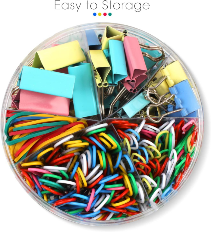 300 Pcs Paper Clips, Binder Clips and Rubber Bands, Office Supply Set, Paper Clips and Paper Clamps, School Supplies Office Supplies Teacher Supplies for Office Desk Essentials (Assorted Sizes) - Image 3