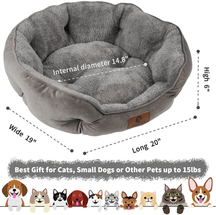 Small Dog Bed for Small Dogs, Cat Beds for Indoor Cats, Pet Bed for Puppy and Kitty, Extra Soft & Machine Washable with Anti-Slip & Water-Resistant Oxford Bottom, Grey, 20 Inches - Image 3