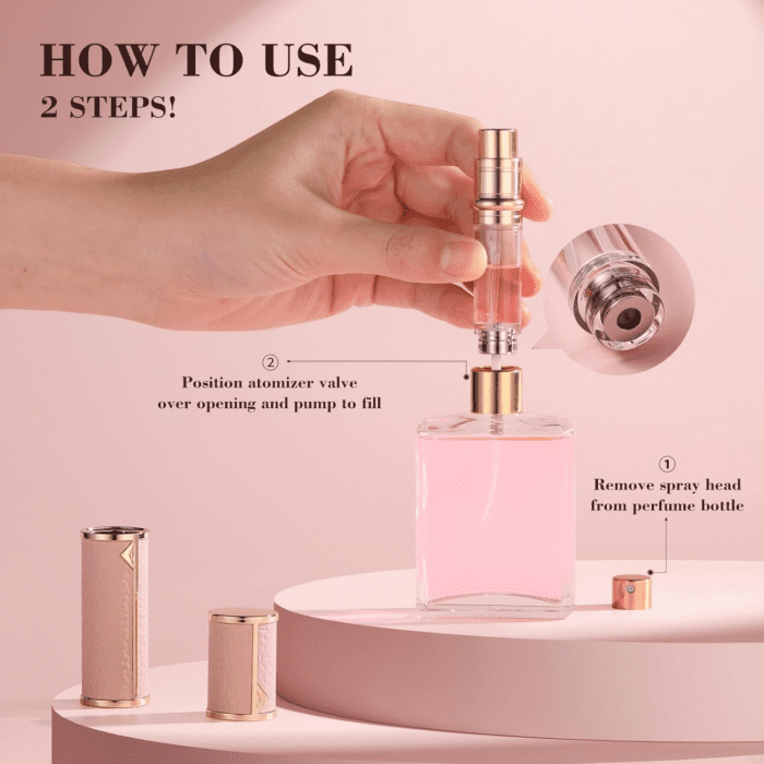 Perfume Travel Refillable Bottle, Tsa Approved 5Ml Perfume Atomizer Bottle, Portable Size Sprayer Bottle Luxurious Pocket Perfume Dispenser Pump Transfer Tool for Women Men Travel Accessories. - Image 3