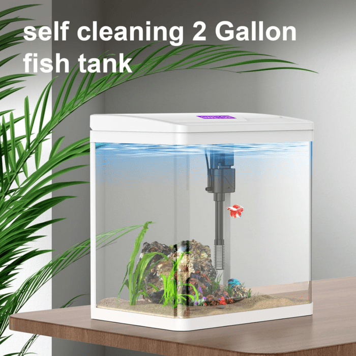 Small Fish Tank with Filter and Light, 2 Gallon Betta Fish Tank Starter Kits，Self-Cleaning Fish Tank. - Image 2