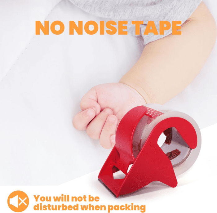 No Noise Packing Tape with Dispenser, 2.6Mil Thick, 1.88" X 22Yd Super Clear Packaging Tape for Book Binding, Carton Sealing, Moving, Shipping, 6 Rolls Tape with 6 Free Dispenser - Image 4