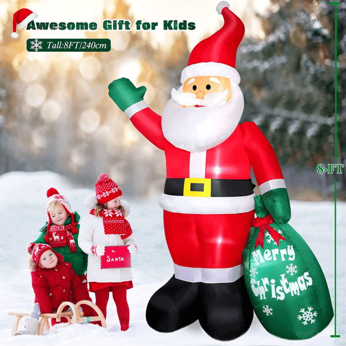 8 FT Christmas Inflatable Santa Claus Outdoor Decoration for Yard, Blow up Santa Decor with Big Gift Bag, Built-In LED Lights for Garden Patio Lawn Home Indoor Winter Holiday Party, IP44 Weatherproof - Image 5