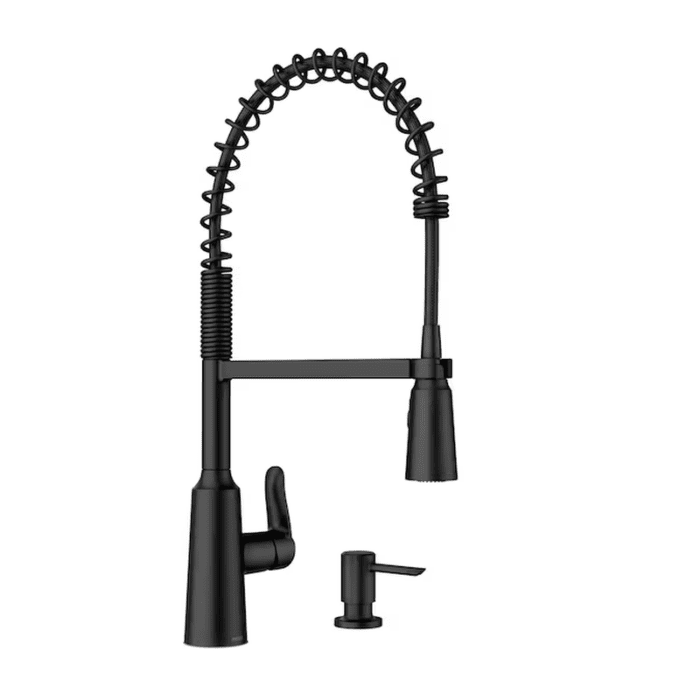 Edwyn Matte Black Single Handle Pull-Down Kitchen Faucet with Sprayer (Deck Plate and Soap Dispenser Included) - Image 2