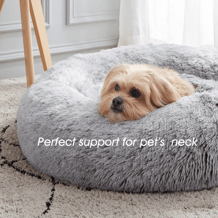 Calming Dog & Cat Bed, Anti-Anxiety Donut Cuddler Warming Cozy Soft round Bed, Fluffy Faux Fur Plush Cushion Bed for Small Medium Dogs and Cats (20"/24"/27"/30") - Image 5