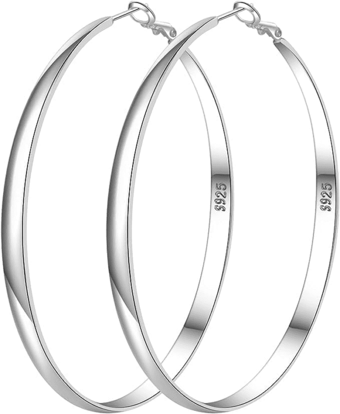 Sterling Silver Hoop Earrings for Women S925 Silver Hoop Earrings Large Silver Hoop Earrings Hypoallergenic Thin Oversize Big Silver Hoop Earrings Sterling Silver Earrings