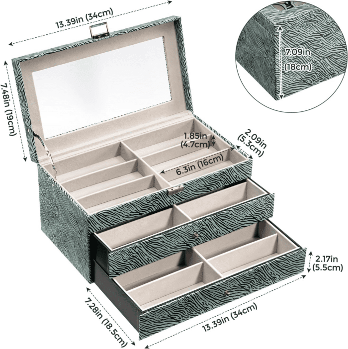 3-Layer Sunglasses Storage Organizer, 18 Slots Leather Sunglass Box Multiple Pairs Eyeglass Cases Eye Glass Eyewear Display Holder for Men Women -Stripe - Image 6