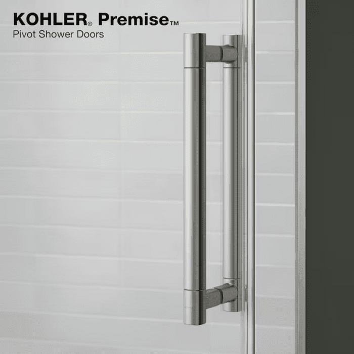 Premise Anodized Brushed Nickel 55-In to 60-In W X 76.06-In H Frameless Pivot Soft Close Shower Door - Image 7