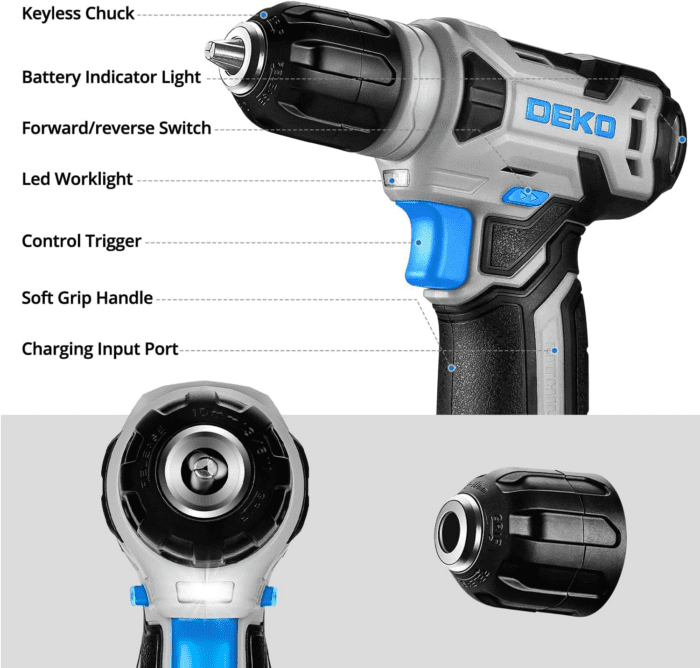 Drill Set: Tool Set with 8V Blue Cordless Drill, Home Tool Kit with Drill, Hand Tool Kits for Women 126 Piece - Image 4