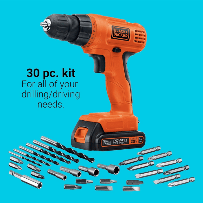 20V MAX POWERECONNECT Cordless Drill/Driver + 30 Piece Bits and Drivers Kit (LD120VA) - Image 3