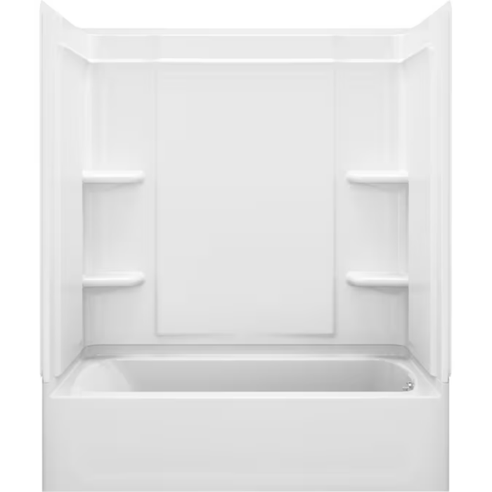 32-In X 60-In White Fiberglass/Plastic Composite Alcove Soaking Bathtub (Left Drain) - Image 5