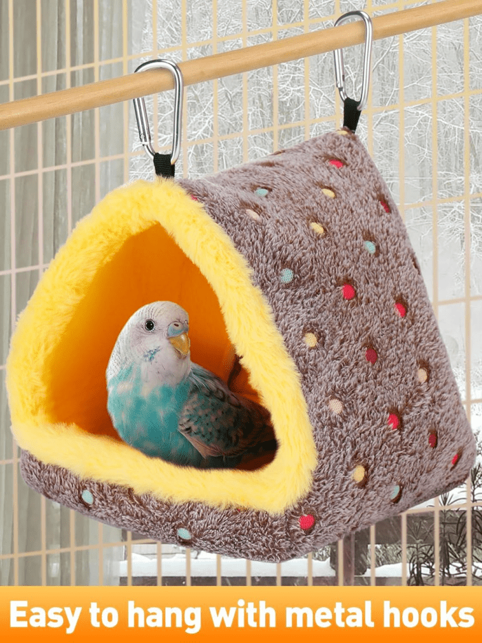 Winter Warm Bird Nest House, Fluffy Parrots Bird Bed for Cage, Hanging Hammock Plush Shed Hut Hideaway Hut Gift for Parakeets Cockatiels Conures Lovebirds - Image 5