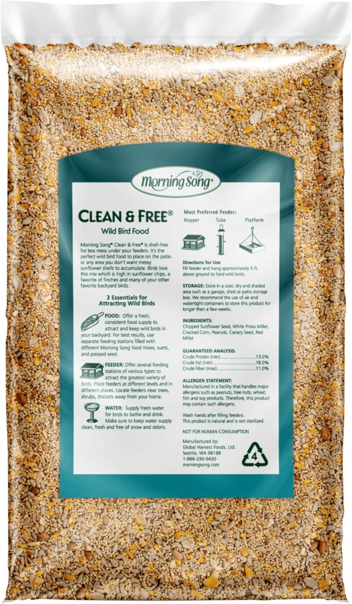 Clean & Free Shell Free Wild Bird Food, Premium No Mess Bird Seed for outside Feeders, 10-Pound Bag - Image 2