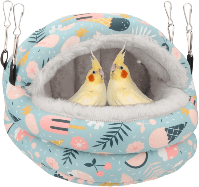 Bird Nest House Winter Warm Bird Bed Hanging Hammock Snuggle Hut for Parakeets Budgies Cockatiels Conures Quaker Parrot (Medium, Blue)