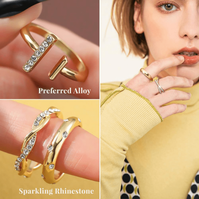 Gold Knuckle Rings Set for Women, Dainty Simple Trendy Cute Stackable Finger Rings Pack, Stacking Layering on Thumb and Knuckle, Mixed Size - Image 3