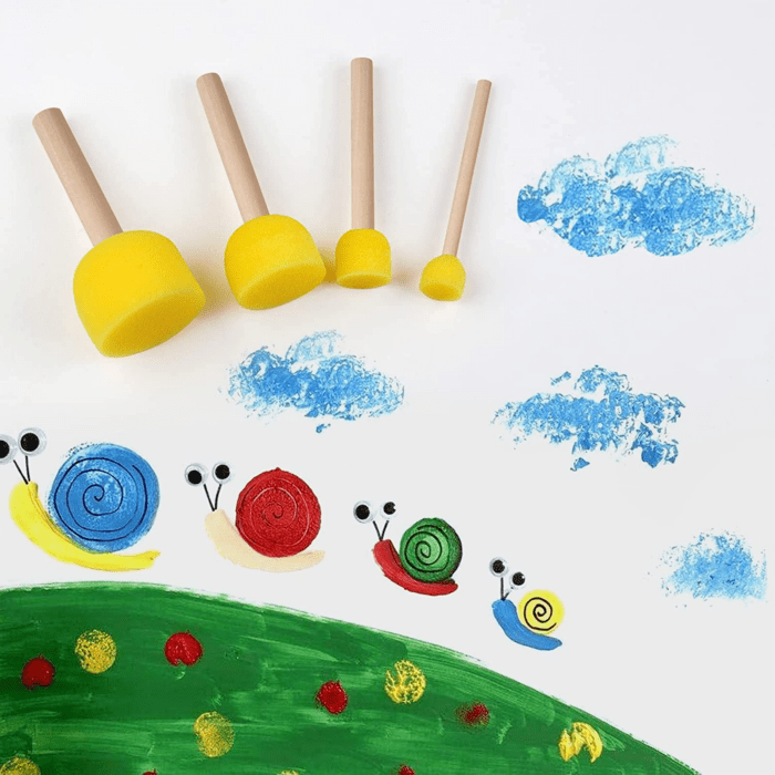 30 Pcs round Sponges Brush Set, round Sponge Brushes for Painting, Paint Sponges for Acrylic Painting, Painting Tools for Kids Arts and Crafts (4 Sizes) - Image 7