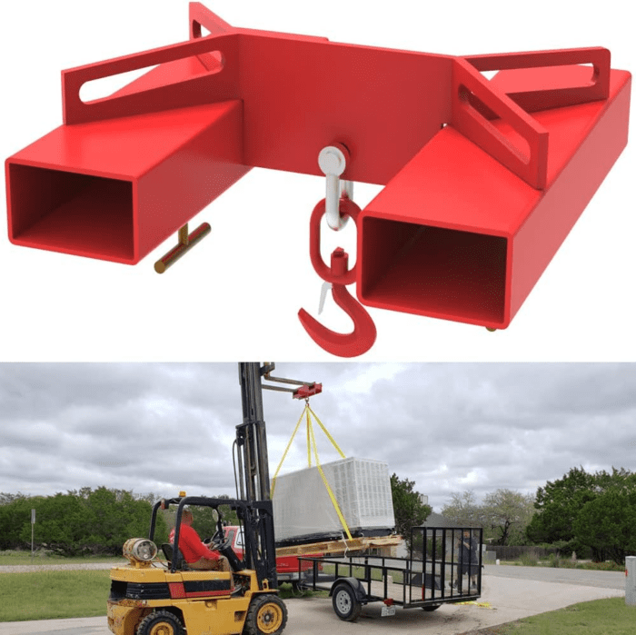 Forklift Lifting Hook with Red Powder Coating, Forklift Lifting Hoist Forklift Mobile Crane with Swivel Hook Fit for Dual Pallet Forks Fork Lifting Attachment - 6600Lbs Capacity