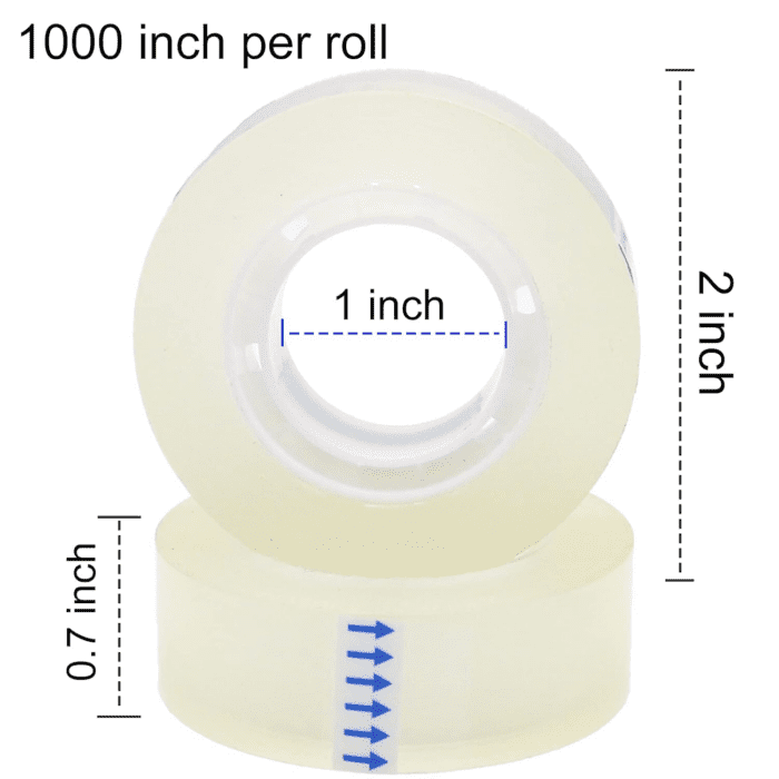 12 Rolls Transparent Tape Refills, Clear Tape, All-Purpose Transparent Glossy Tape for Office, Home, School - Image 3