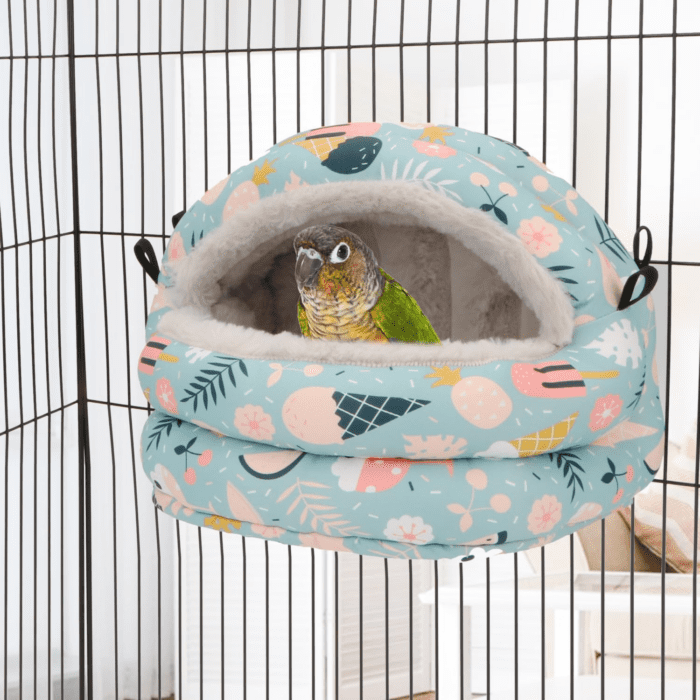 Bird Nest House Winter Warm Bird Bed Hanging Hammock Snuggle Hut for Parakeets Budgies Cockatiels Conures Quaker Parrot (Medium, Blue) - Image 7