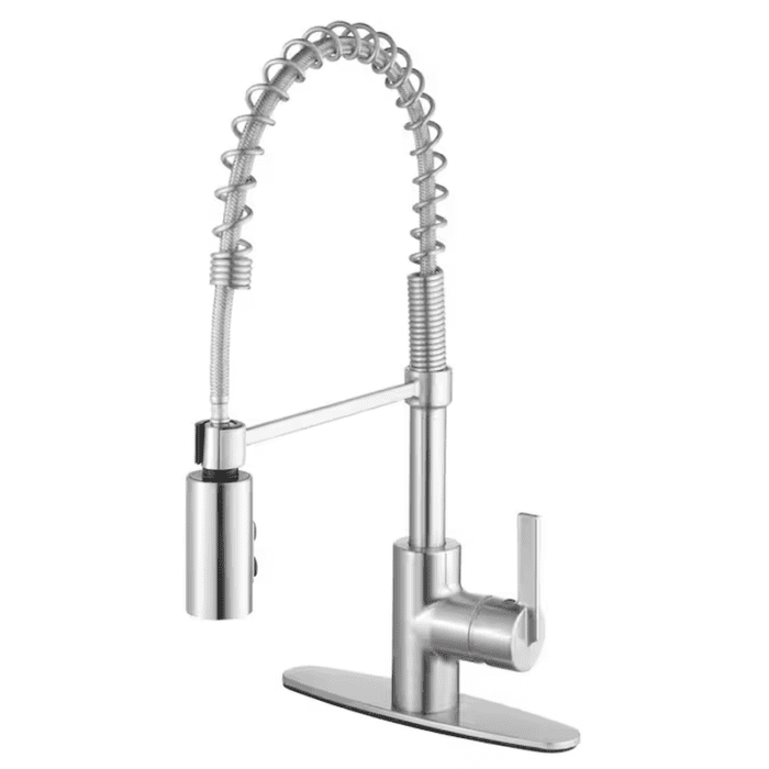 Flynt Stainless Steel Single Handle Pull-Down Kitchen Faucet with Sprayer (Deck Plate Included) - Image 17