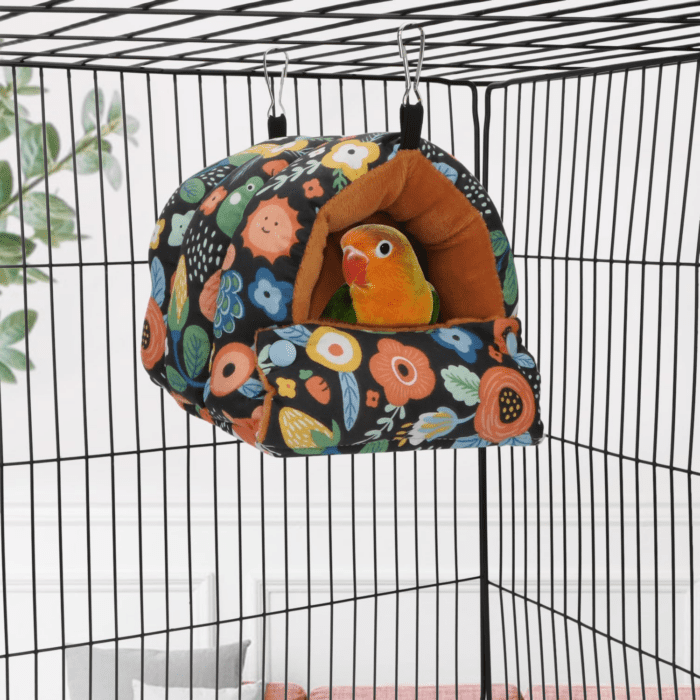 Bird Nest House Winter Warm Snuggle Hut Bird Bed Hanging Hammock for Parrots Budgies Parakeets Caique Senegal Cockatiels Conures (Small, Black) - Image 2