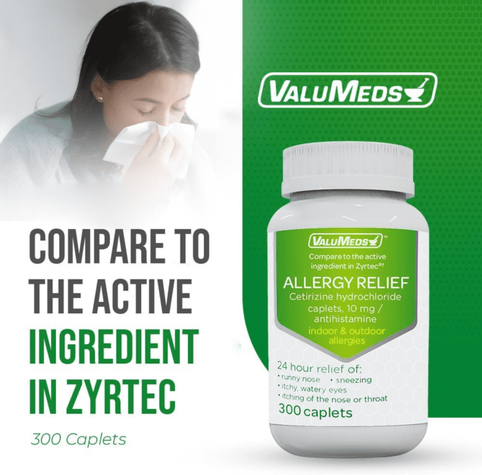 24-Hour Allergy Medicine (300-Count) Antihistamine for Pollen, Hay Fever, Dry, Itchy Eyes, Allergies | Cetirizine Hcl 10Mg Caplets, Compare to Zyrtec - Image 5