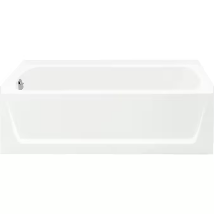 32-In X 60-In White Fiberglass/Plastic Composite Alcove Soaking Bathtub (Left Drain) - Image 2