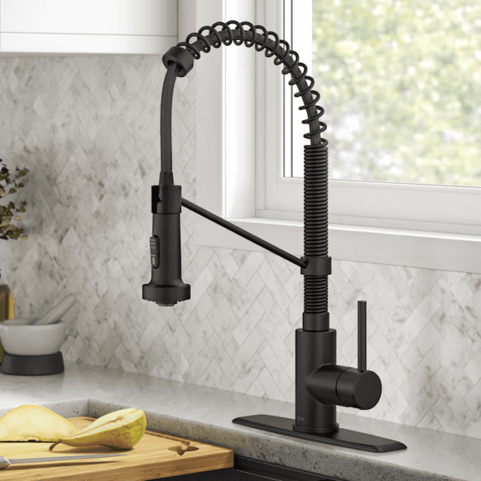 Bolden Spot-Free Stainless Steel Single Handle Pull-Down Kitchen Faucet with Sprayer (Deck Plate Included) - Image 24