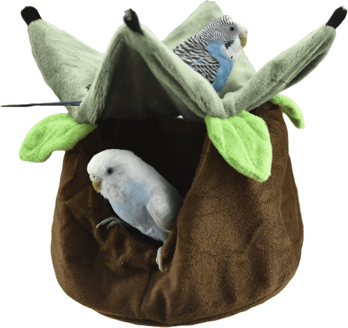 Two Layers Bird Parrot Bed Nest Snuggle Hammock for Parakeet Lovebird Cockatoos,Warm Sugar Glider Ferret Bed Plush Hideout House for Guinea Pig Hamster (Brown)