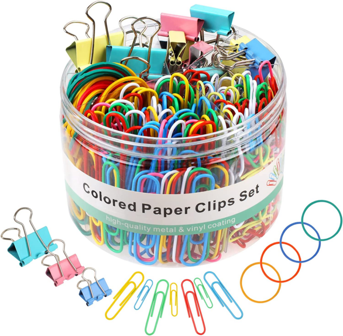 300 Pcs Paper Clips, Binder Clips and Rubber Bands, Office Supply Set, Paper Clips and Paper Clamps, School Supplies Office Supplies Teacher Supplies for Office Desk Essentials (Assorted Sizes)