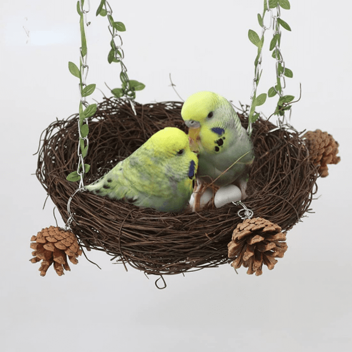 Natural Rattan Nest Small Medium Large Bird Swing for Parrot Parakeet Cockatiel Conure Cockatoo Macaw Amazon African Grey Lovebird Finch Canary Budgie Cage Perch Toy (Small) - Image 4