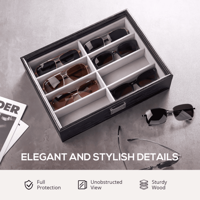 Wooden Sunglasses Organizer Trays for Men Women, Storage Box for Eyewear - Image 4