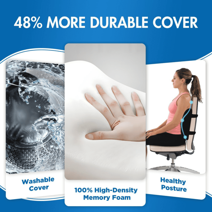 Lumbar Support Pillow for Office Chair Car, Gaming Chair Lower Back Pain Relief Memory Foam Cushion with 3D Mesh Cover Ergonomic Orthopedic Back Rest Lower Back Support - Image 4