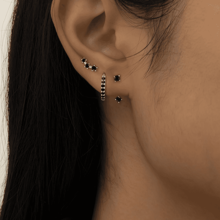 3 Pairs 925 Sterling Silver Hypoallergenic Earrings Set for Multiple Piercing Dainty 14K Gold Plated Stud Huggie Small Hoop Earrings for Women Trendy Cute Earring Stacks for Sensitive Ears - Image 5