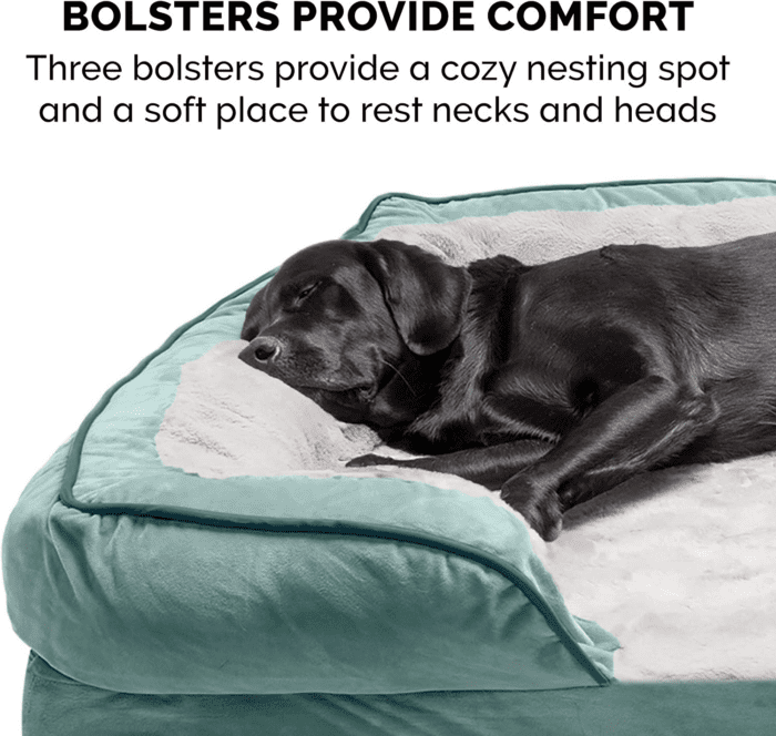 Cooling Gel Dog Bed for Large Dogs W/ Removable Bolsters & Washable Cover, for Dogs up to 95 Lbs - Plush & Velvet Waves Perfect Comfort Sofa - Celadon Green, Jumbo/Xl, 40.0" X 32.0"X 9.5" - Image 10