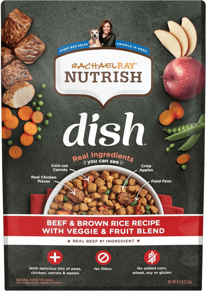 Rachael Ray Dish Premium Natural Dry Dog Food, Beef & Brown Rice Recipe with Veggies, Fruit & Chicken, 11.5 Pound Bag