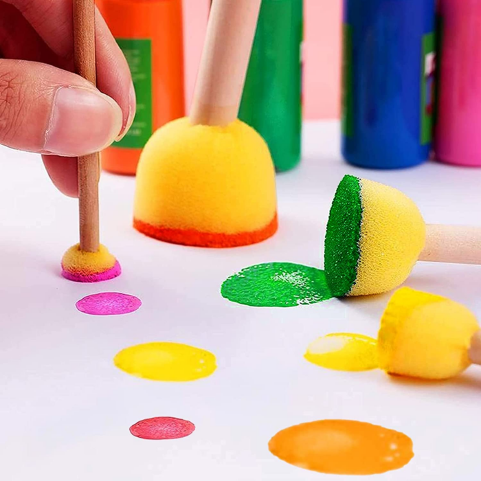 30 Pcs round Sponges Brush Set, round Sponge Brushes for Painting, Paint Sponges for Acrylic Painting, Painting Tools for Kids Arts and Crafts (4 Sizes) - Image 6