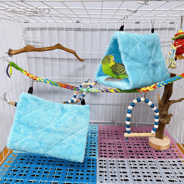 2Pcs Bird Tent Plush Hammock Warm Hut Hanging Nest for Cage 9.4''X5.9''X7.0'' Snuggle Sleeping Bed Parrot Hideaway Cave for Eclectus Parakeet Cockatiels Cockatoo Lovebird - Image 6