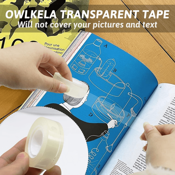 12 Rolls Transparent Tape Refills, Clear Tape, All-Purpose Transparent Glossy Tape for Office, Home, School - Image 4