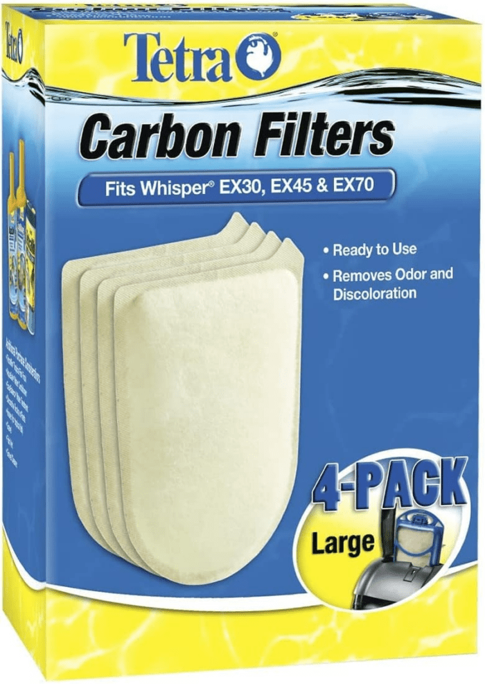 Carbon Filters for Aquariums, Fits Whisper EX Filters, Cleans Aquarium Water, 4 Count