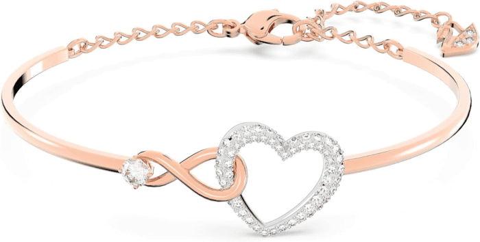 Infinity Heart Jewelry Collection, Necklaces and Bracelets, Rose Gold & Rhodium Tone Finish, Clear Crystals