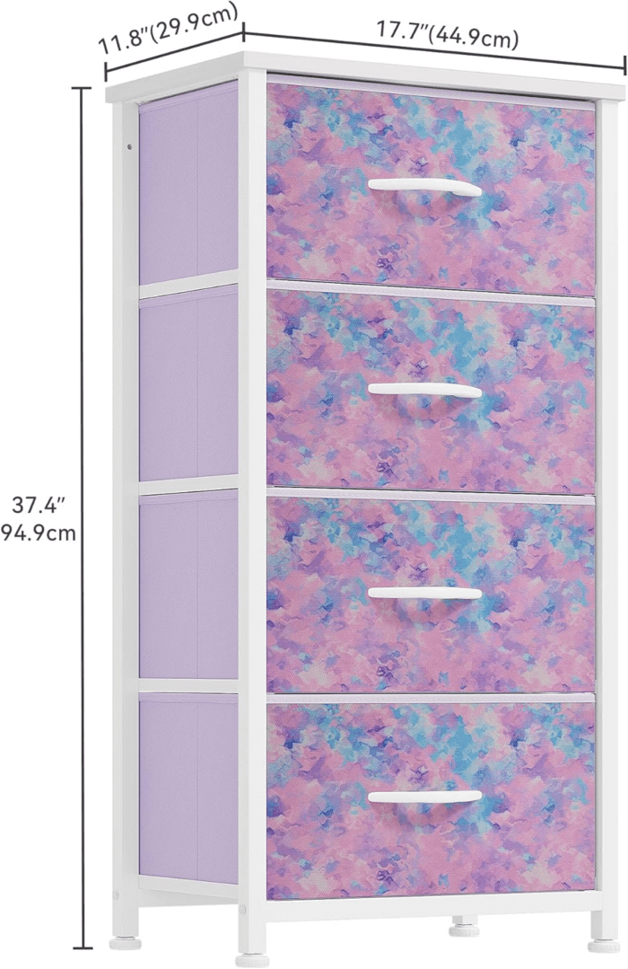 Dresser with 4 Drawers - Storage Tower Unit, Kids Dresser for Bedroom, Living Room, Closets - Sturdy Steel Frame, Wooden Top & Easy Pull Fabric Bins,Purple - Image 4