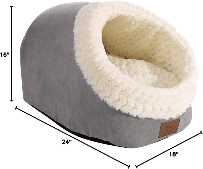 Cat Bed for Indoor Cats,Medium Large Cats Cave Bed,Machine Washable Slip Resistant Bottom,Ultra Soft Plush Cushion (Gray Cave) - Image 7