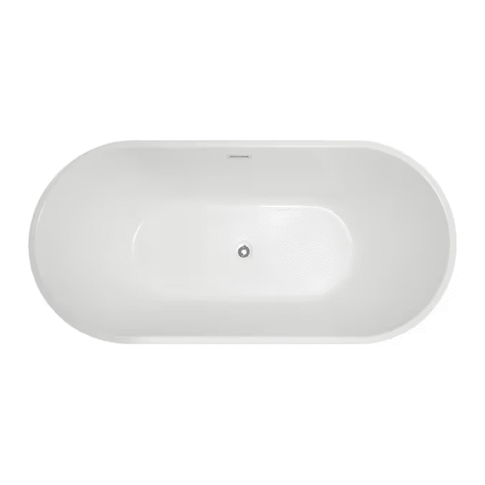 Chand Series 32-In X 67-In White Acrylic Oval Freestanding Soaking Bathtub with Drain (Center Drain) - Image 4