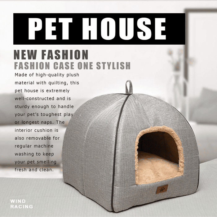 Cat Bed for Indoor Cats - Cat Cave Bed Cat House Cat Tent with Removable Washable Cushioned Pillow, Soft Kitten Beds,Cat Beds & Furniture, for Small and Medium Pet Bed - Image 6