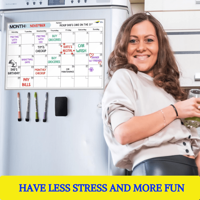 Magnetic Dry Erase Calendar for Refrigerator Starting from Monday - 17X12” Monthly Calendar Whiteboard for Fridge - No Stains or Ghosts - White Board Planner - 4 Dry Erase Markers and Large Eraser - Image 2