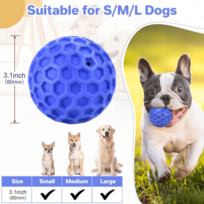 Indestructible Squeaky Dog Ball, Relieves Anxiety, Cleans Teeth, Interactive Chew Toy for Aggressive Chewers, Dog Toy for Large Breeds, Outdoor Waterproof - Image 2