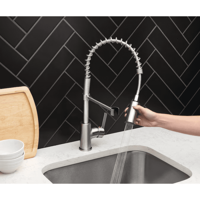 Flynt Stainless Steel Single Handle Pull-Down Kitchen Faucet with Sprayer (Deck Plate Included) - Image 25