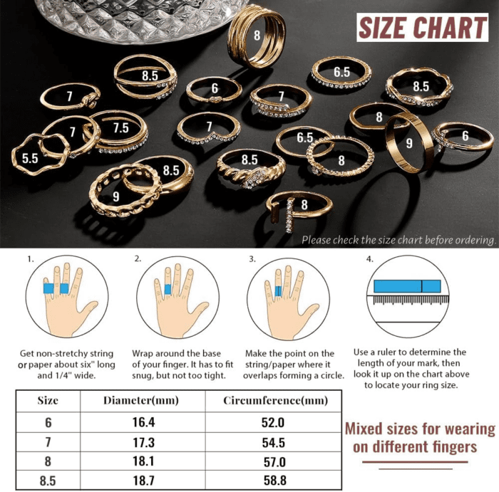 Gold Knuckle Rings Set for Women, Dainty Simple Trendy Cute Stackable Finger Rings Pack, Stacking Layering on Thumb and Knuckle, Mixed Size - Image 6