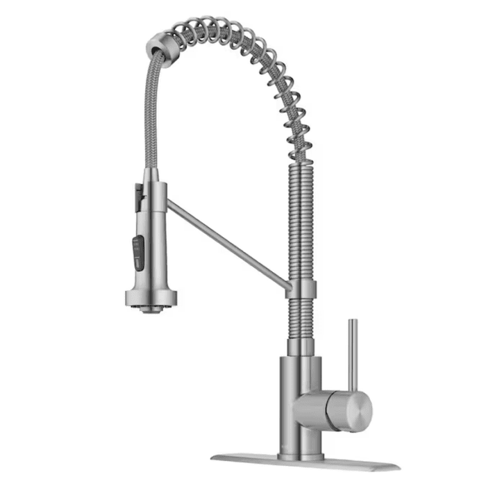 Bolden Spot-Free Stainless Steel Single Handle Pull-Down Kitchen Faucet with Sprayer (Deck Plate Included) - Image 2